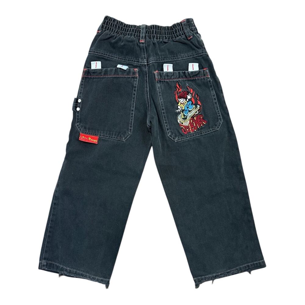 Vintage Joe Boxer Wide Leg Skater Black Jeans JNCO-Vibes Sz Boys 7